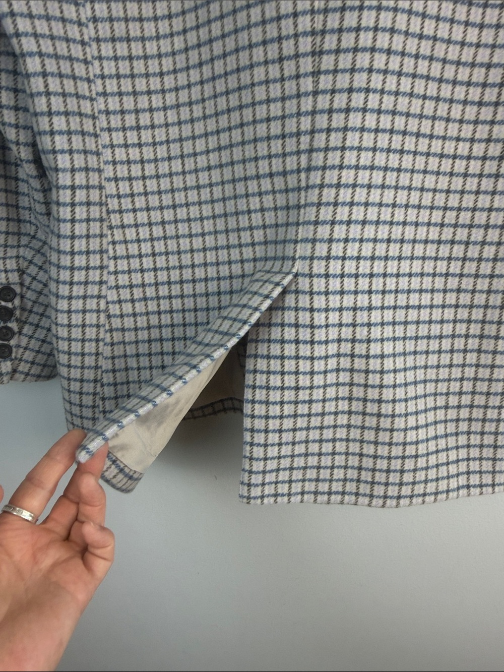 Rails Windsor Blazer Lilac Navy Mini Check Wool Blend Pockets Office Classic M - Picture 12 of 16